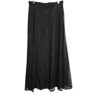 Retro Tadashi Shoji Petite 29 Waist Black Mesh Tulle Formal Maxi Skirt